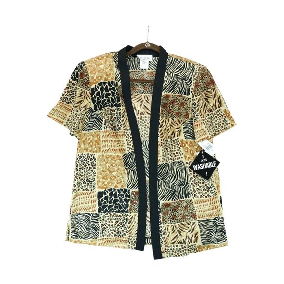 NWT Lady Dorby Women’s 16W Top Sheer Leopard Print Padded Shoulders with Sequins - Picture 1 of 5